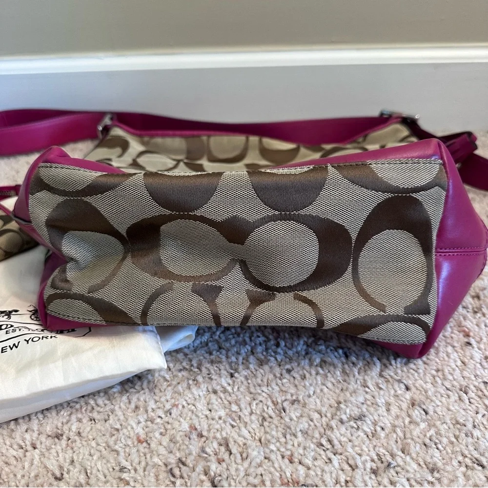 Coach tan and pink shoulder style bag with matching wallet wristlet